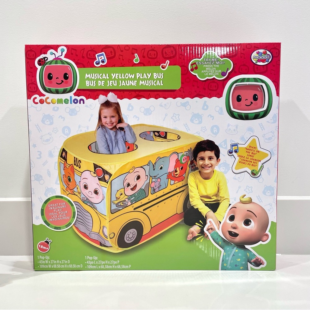 NEW Cocomelon Musical Yellow Playbus Pop Up Tent